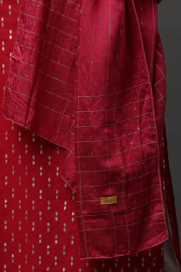 Red Ombre Zari Sequined Dupatta