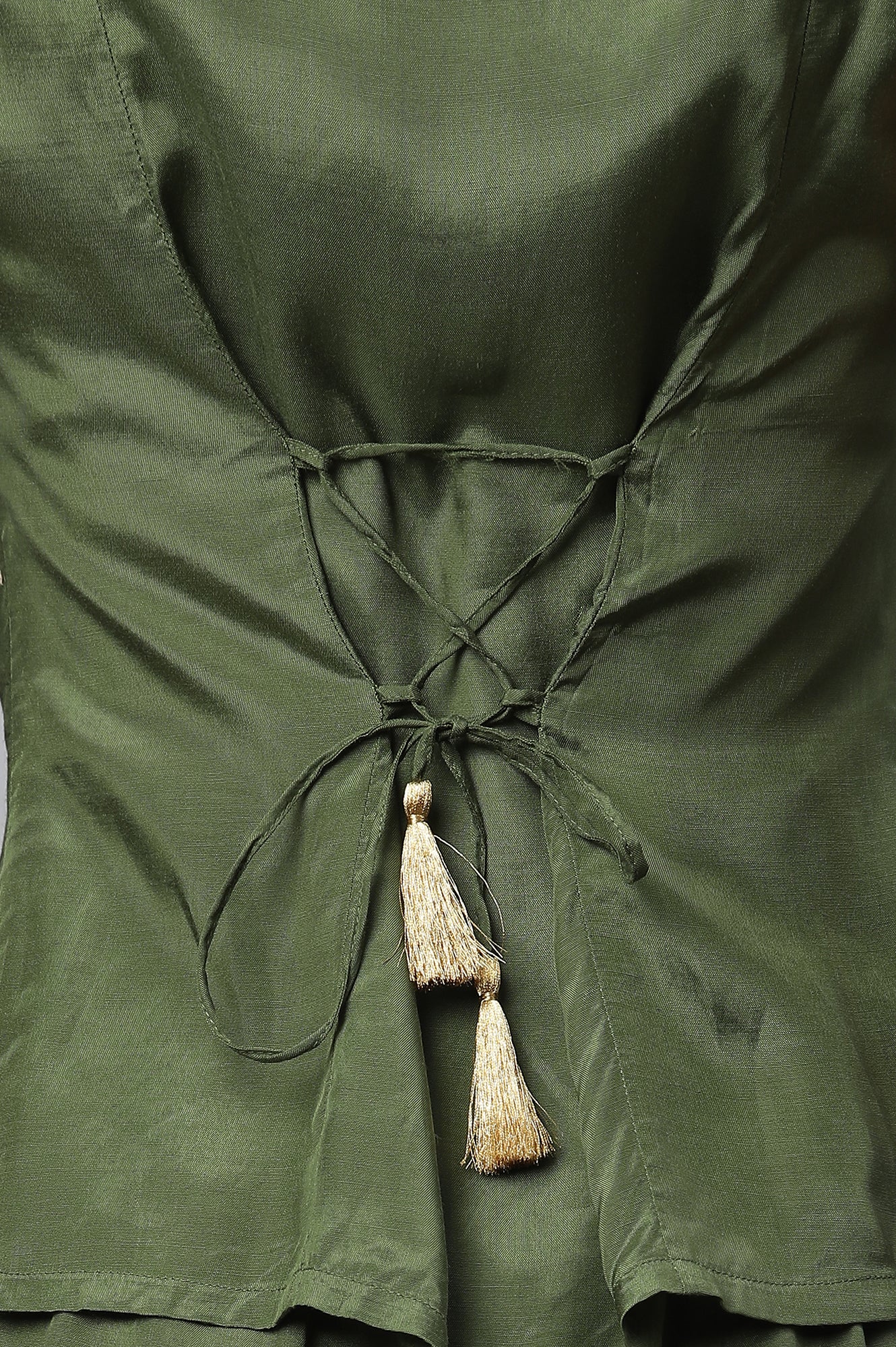 Green Shantung Top, Gilet and Pants Set