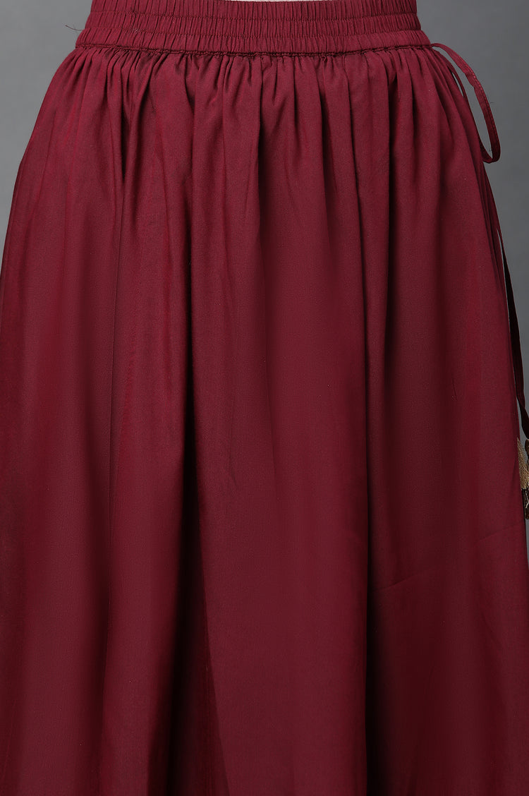 Women Maroon Embroidered Short Kurti