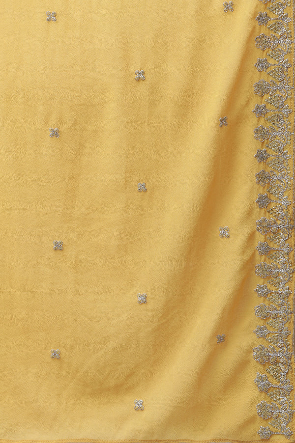 Yellow Embroidered Chanderi Festive Dress and Dupatta Set