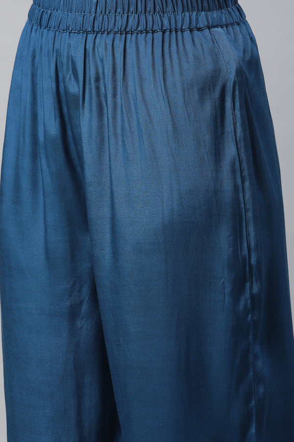 Mint Green Embroidered Kurta, Palazzo & Dupatta Set