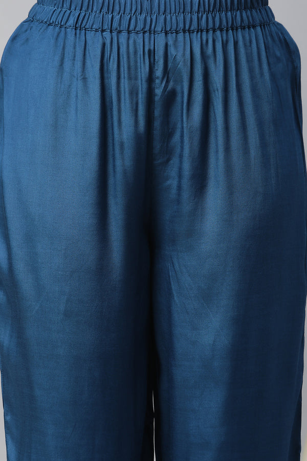 Mint Green Embroidered Kurta, Palazzo & Dupatta Set