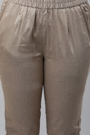 Greyish Gold Toned Brown Festive Kurta, Pants &amp; Dupatta Set