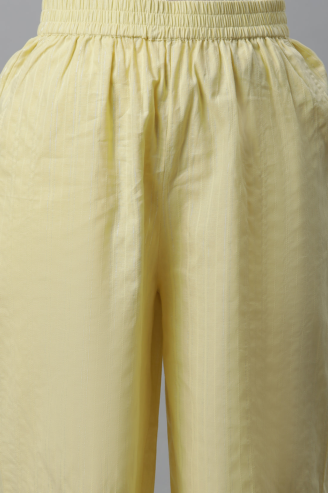 Yellow Cotton Lurex Kurta and Palazzo Co-ord Set