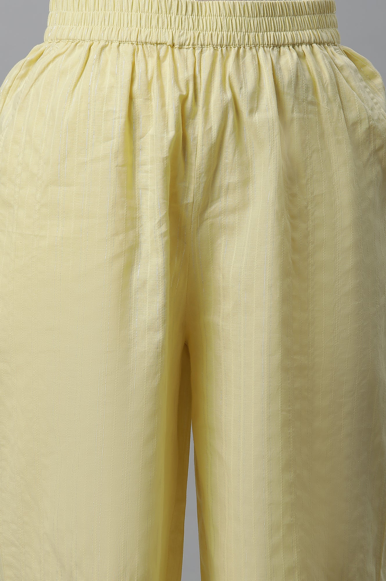 Yellow Cotton Lurex Kurta &amp; Palazzo Set