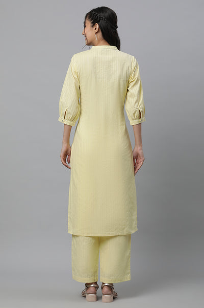 Yellow Cotton Lurex Kurta & Palazzo Set