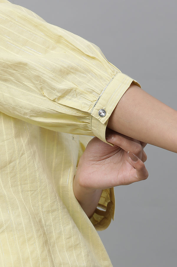 Yellow Cotton Lurex Kurta and Palazzo Co-ord Set