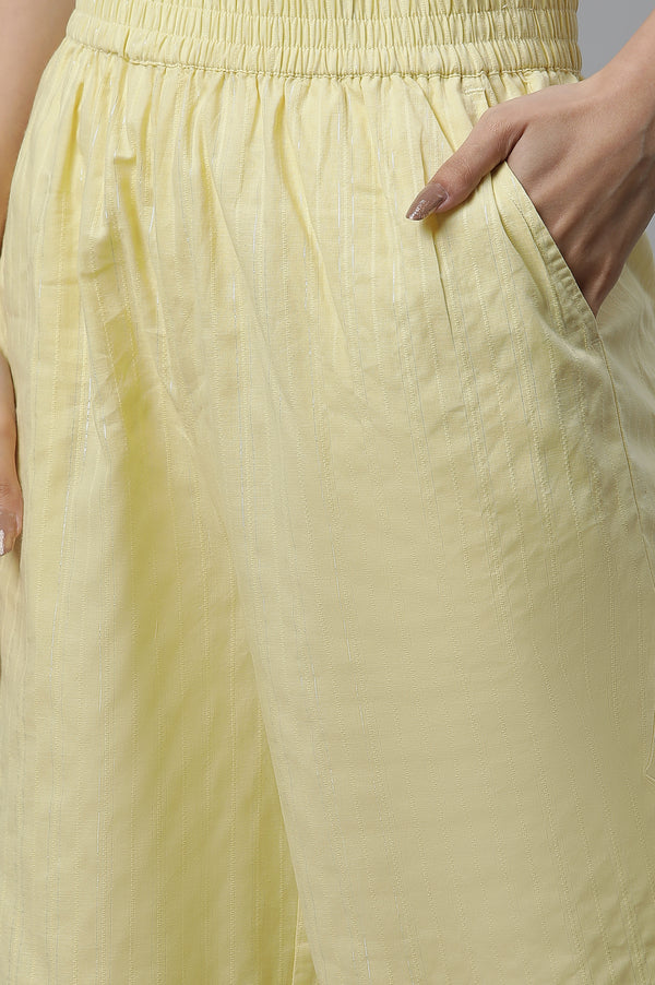 Yellow Cotton Lurex Kurta and Palazzo Co-ord Set