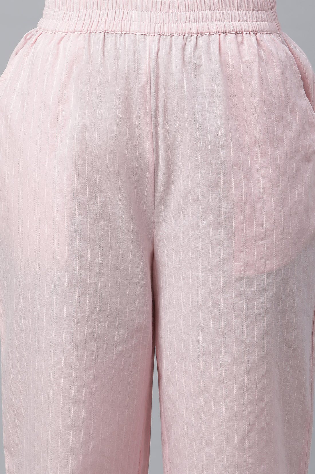 Pink Cotton Lurex Kurta and Palazzo Co-ord Set