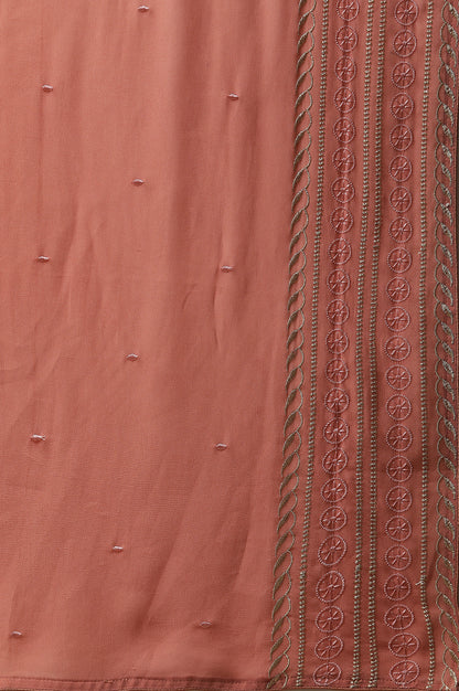 Peach Embroidered Kurta, Palazzos and Dupatta Set