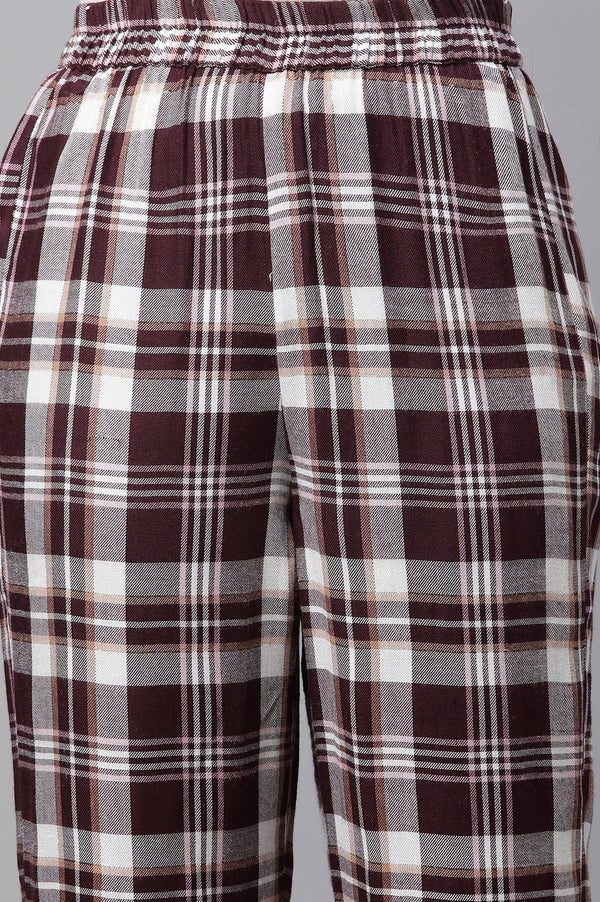 Maroon Checker Kurta & Narrow Palazzo Co-ord Set