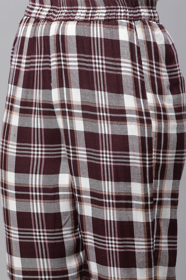 Maroon Checker Kurta & Narrow Palazzo Co-ord Set