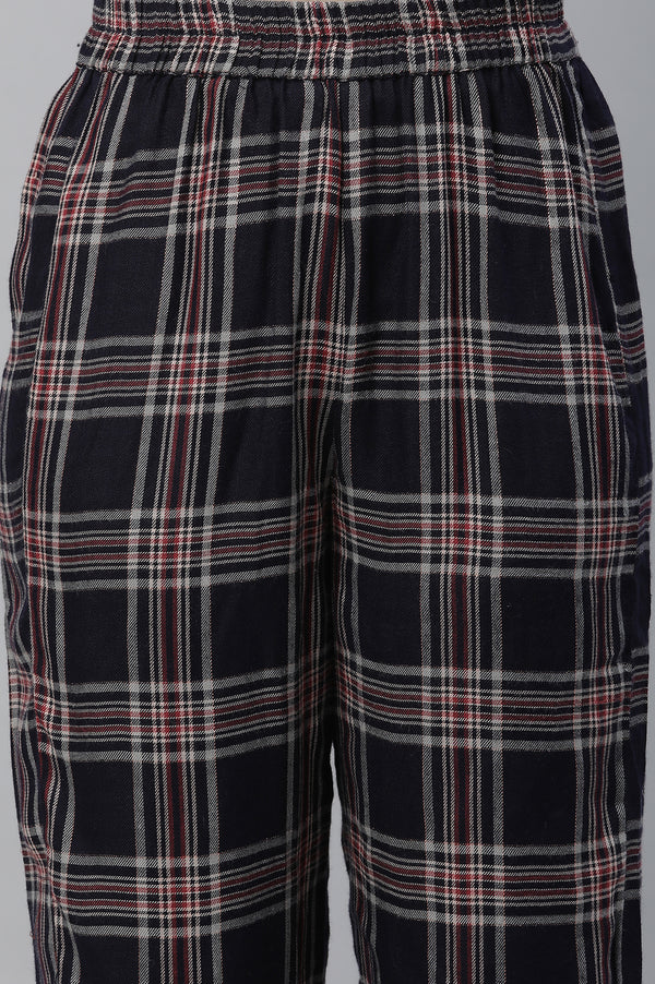 Blue Checker Kurta & Narrow Palazzo Co-ord Set