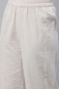 Beige Checker Seer Sucker Kurta &amp; Palazzo Co-ord Set