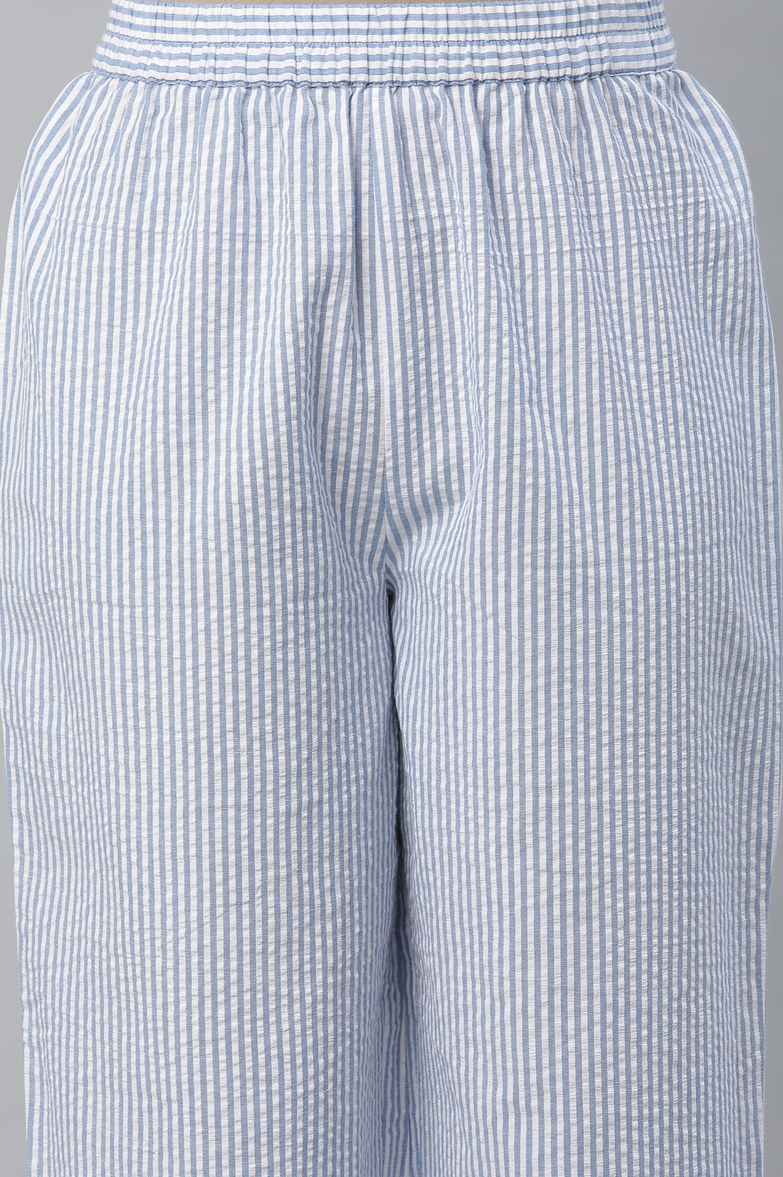 Blue Checker Textured Cotton Kurta and Palazzo Co-ord Set