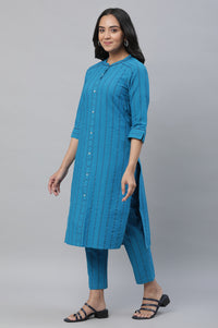 Blue Stripe Kurta &amp; Trouser Co-ord Set