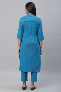 Blue Stripe Kurta &amp; Trouser Co-ord Set