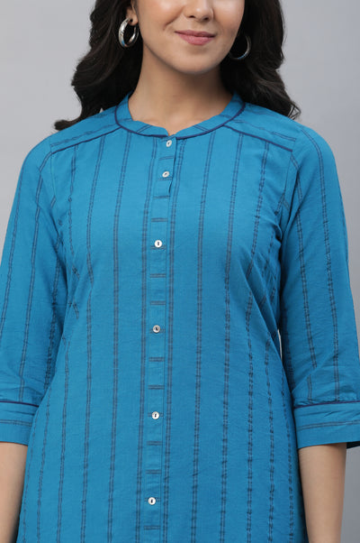 Blue Stripe Kurta & Trouser Co-ord Set