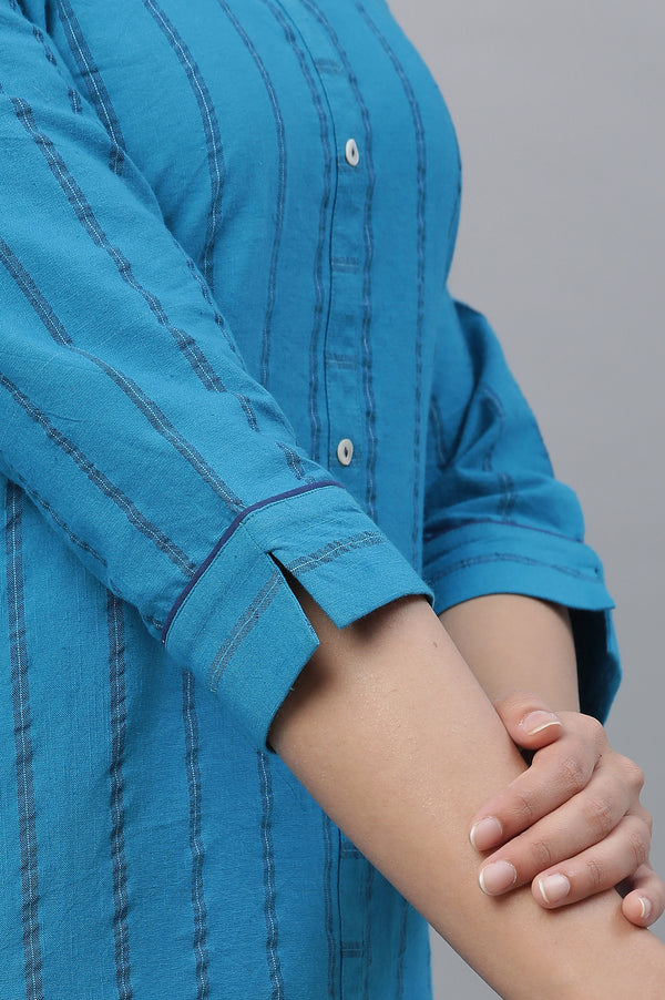 Blue Stripe Kurta & Trouser Co-ord Set