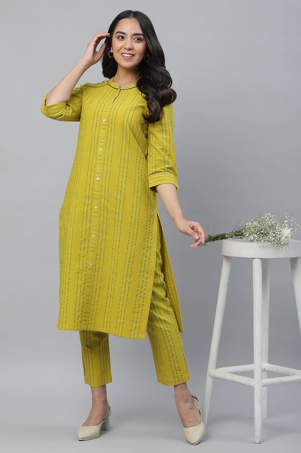 Green Stripe Kurta & Trouser Co-ord Set