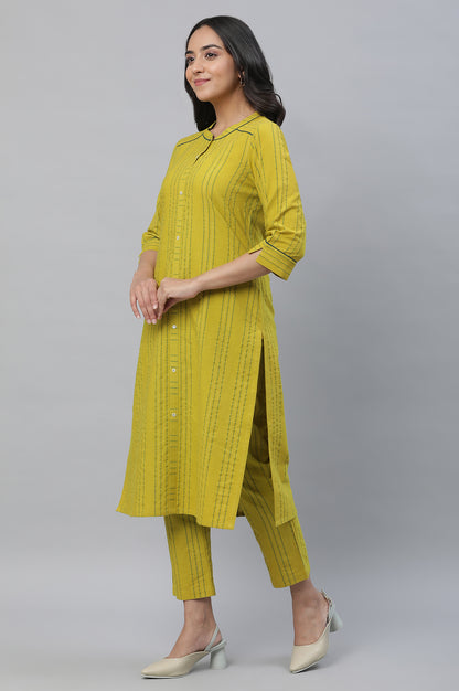 Green Stripe Kurta &amp; Trouser Co-ord Set