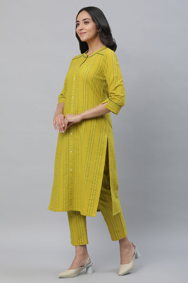 Green Stripe Kurta & Trouser Co-ord Set