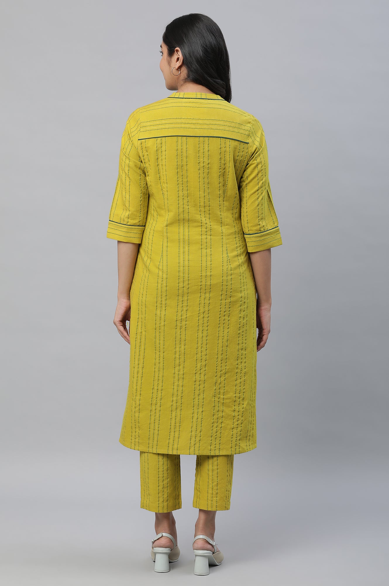 Green Stripe Kurta &amp; Trouser Co-ord Set