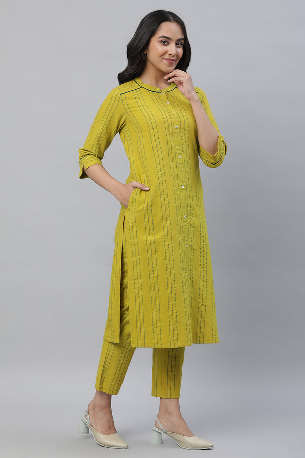 Green Stripe Kurta & Trouser Co-ord Set