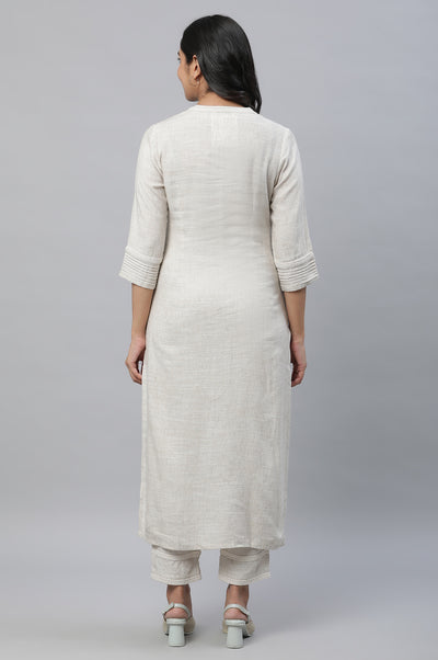 Beige Kurta & Trousers Co-ord Set