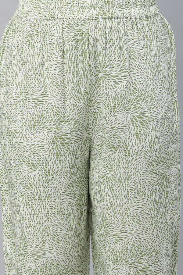 White Floral Printed Kurta, Pants & Dupatta Set