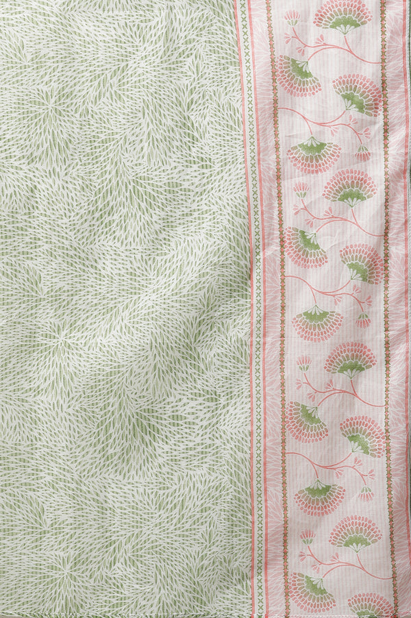 White Floral Printed Kurta, Pants & Dupatta Set