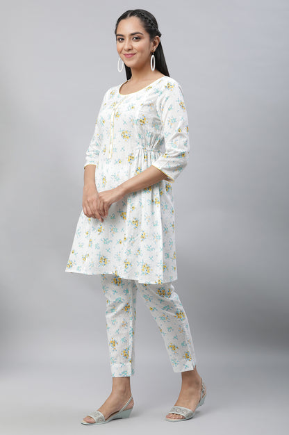 White Seer Sucker Kurta &amp; Pants Co-ord Set