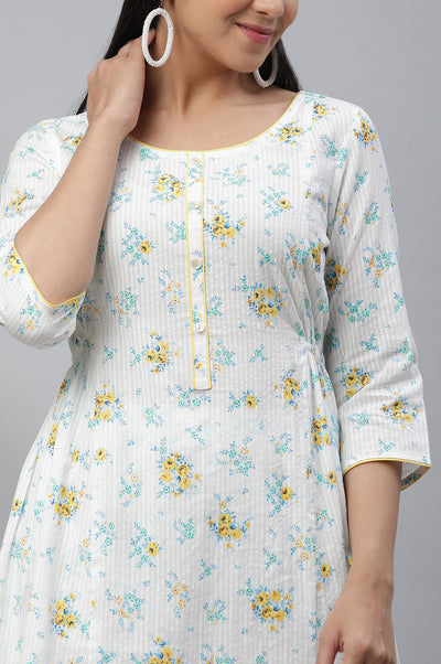 White Seer Sucker Kurta & Pants Co-ord Set