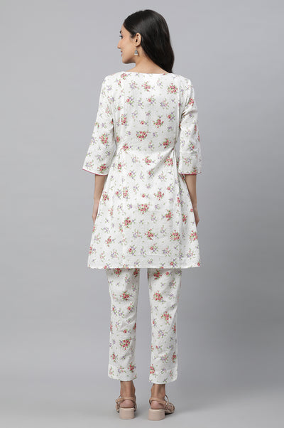 White Seer Sucker Kurta & Pants Co-ord Set