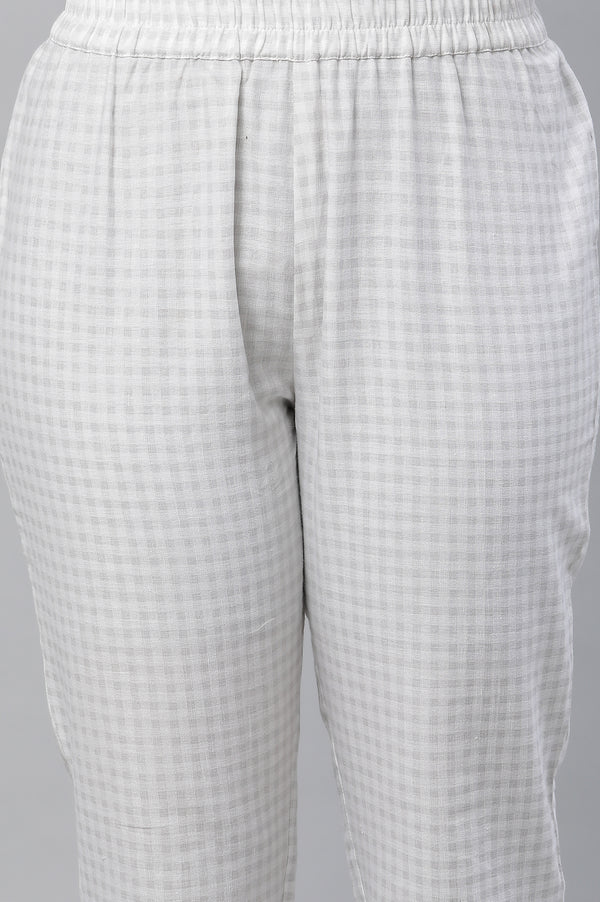 White Seer Sucker Kurta and Pants Co-ord Set