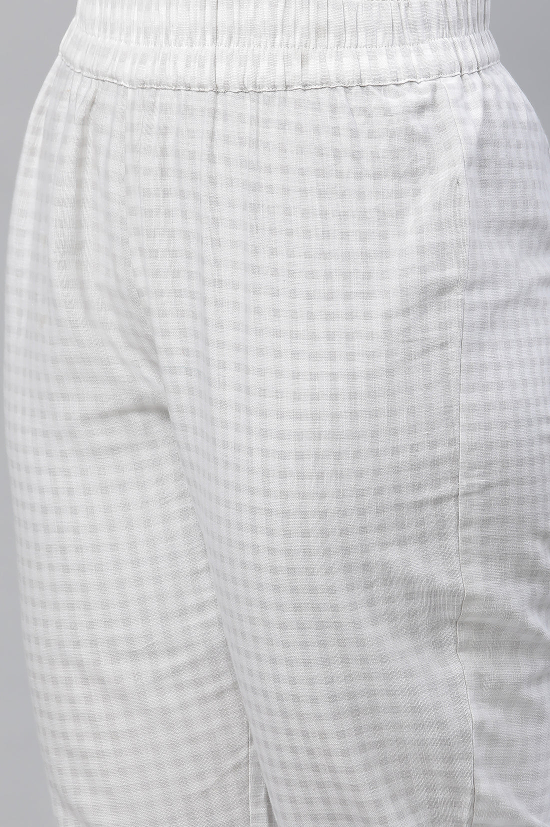 White Seer Sucker Kurta and Pants Co-ord Set