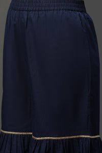 Blue Embellished Short Kurta, Sharara and Dupatta Set