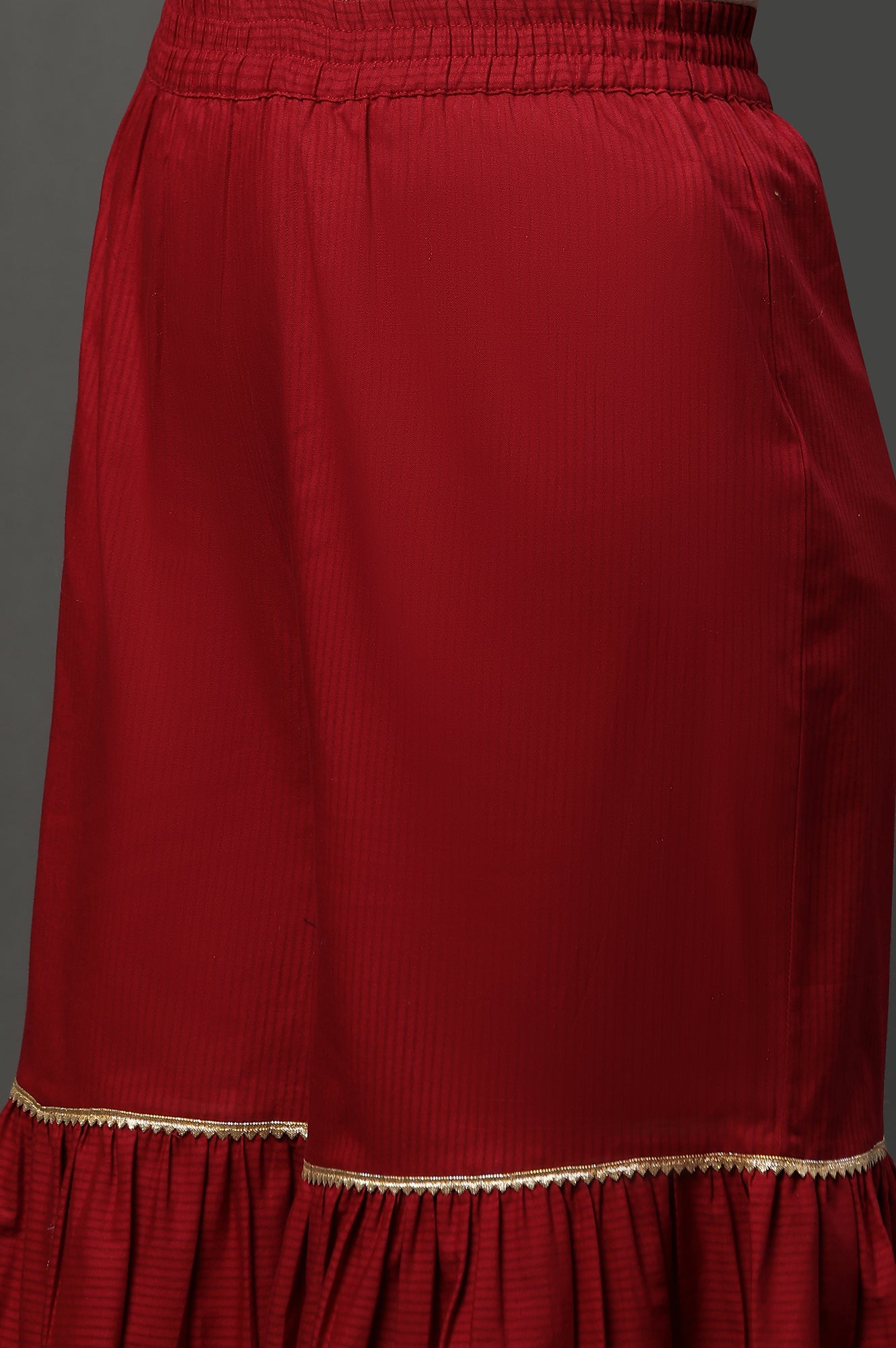 Red Embellished Short Kurta, Sharara and Dupatta Set