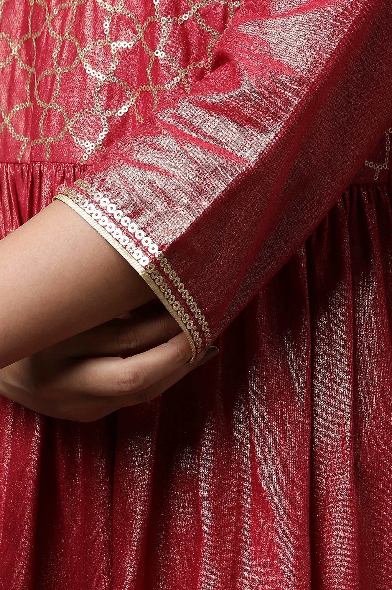 Maroon Embroidered Dress and Choker Dupatta Set