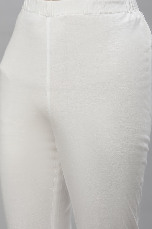 White A-line Floral Printed, Tights & Dupatta Set