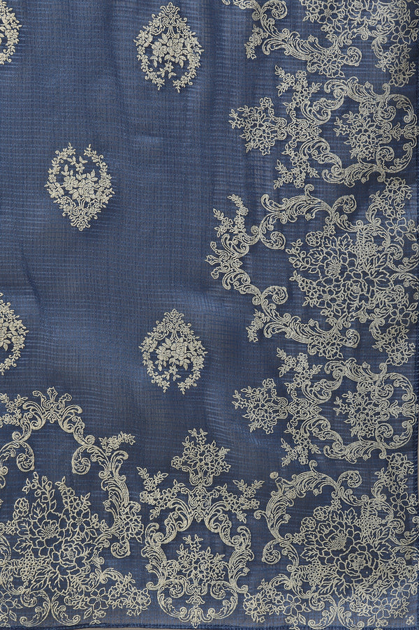 White A-line Floral Printed, Tights & Dupatta Set