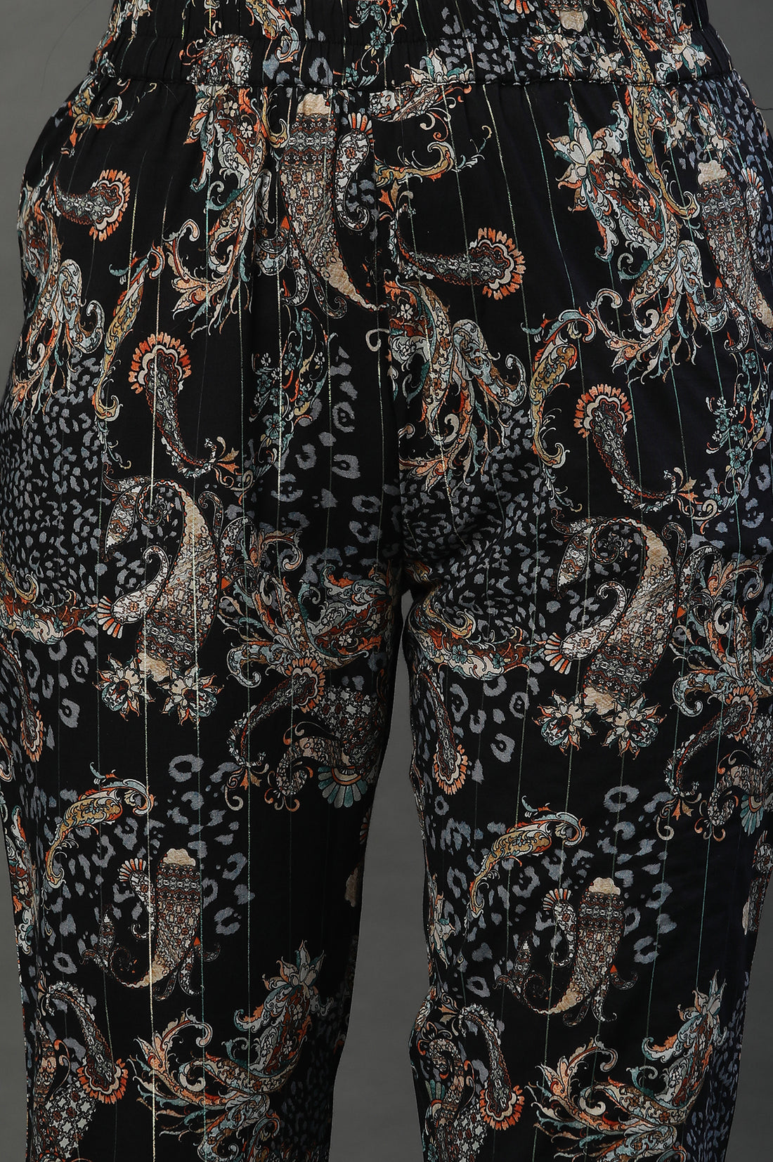 Black Floral Printed Kurta and Pants Co-ord Set