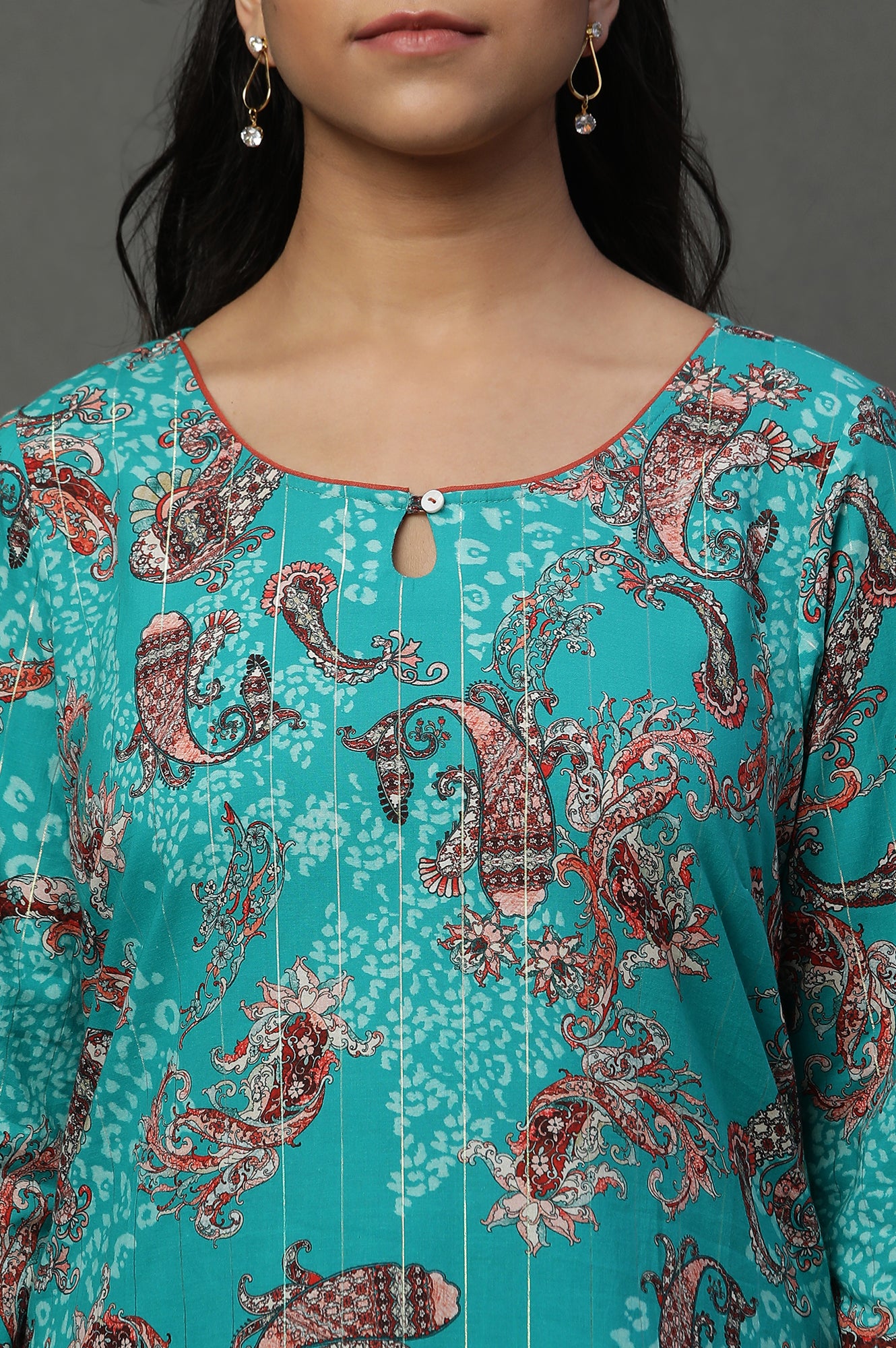 Blue Floral Printed Kurta and Pants Coord Set