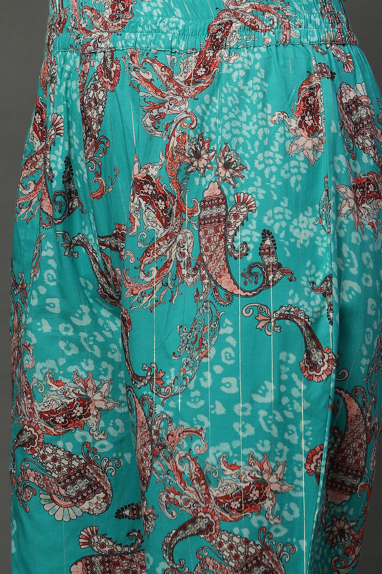 Blue Floral Printed Kurta and Pants Coord Set