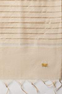 White Printed Sequined Kurta, Trousers and Dupatta Set