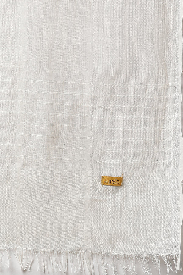 White Stripe Kurta, Tights and Dupatta Set