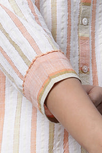 White Stripe Kurta, Tights and Dupatta Set