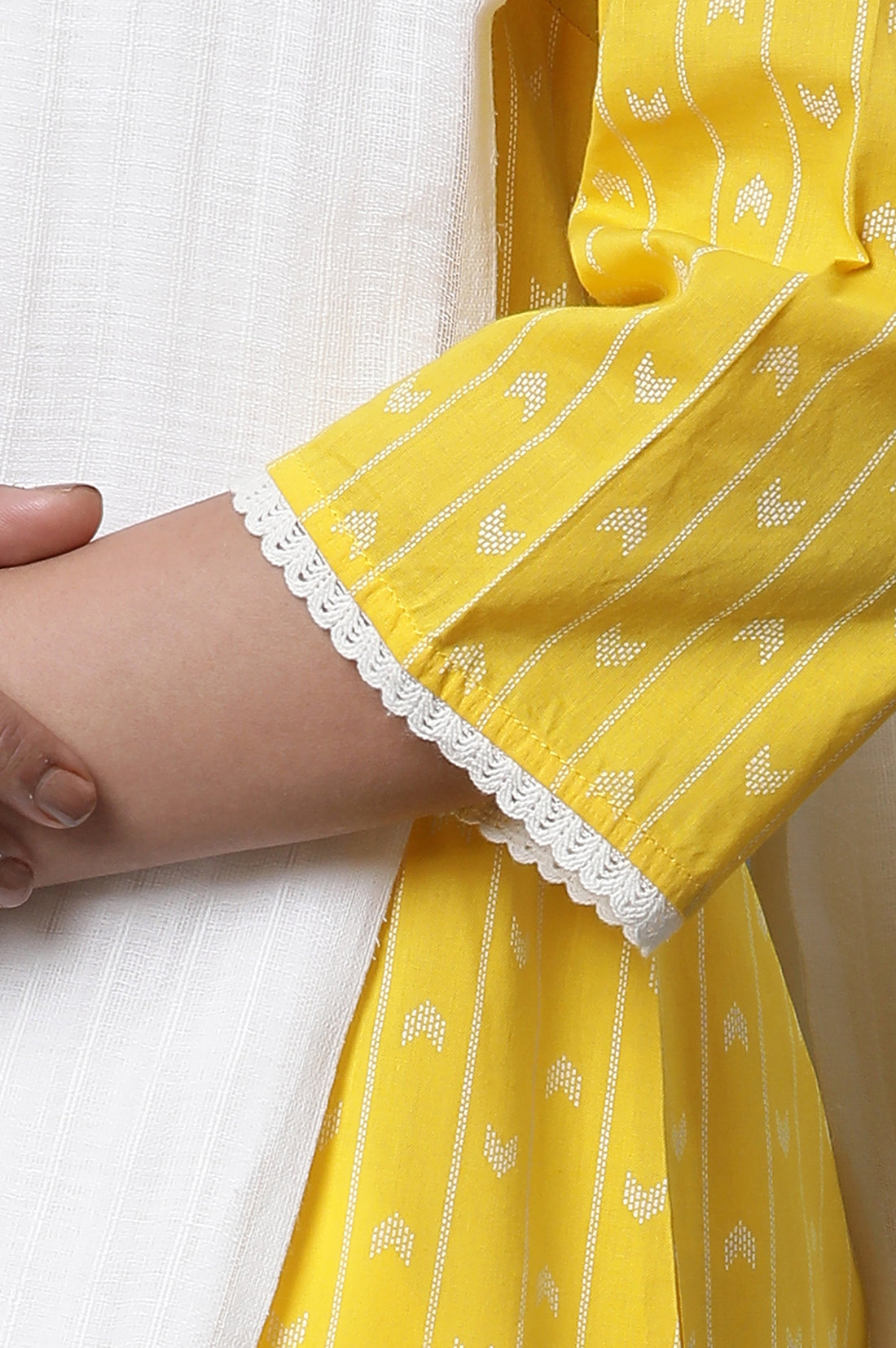 Yellow Printed Kurta, Trousers and Dupatta Set