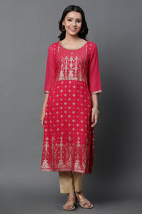 Pink Embellished Kurta and Pants Set