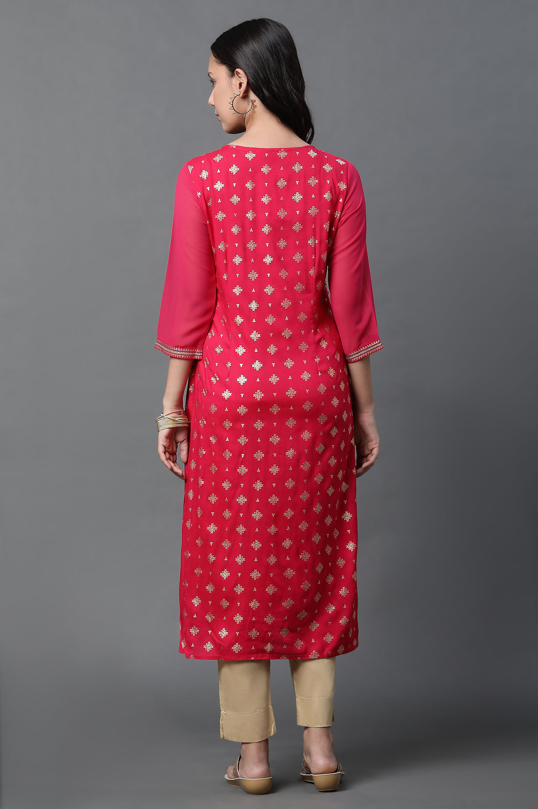 Pink Embellished Kurta and Pants Set